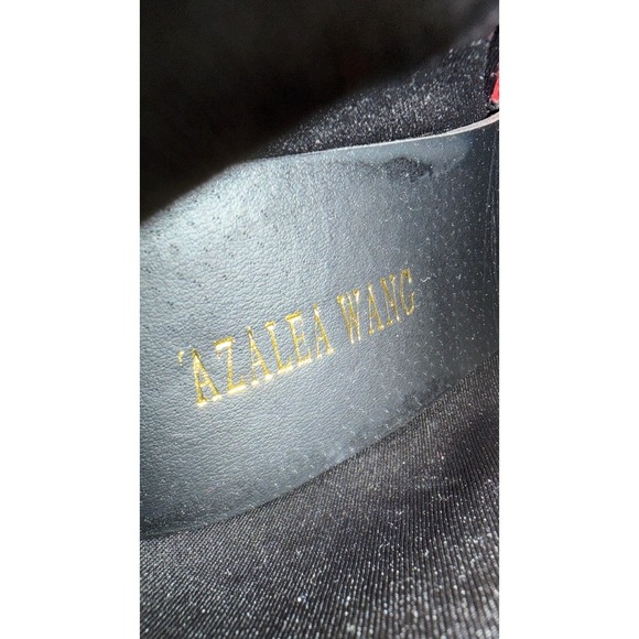 AZALEA WANG Graffiti Pop Art Red Patent Chunky Heel Lace Up Combat Boots  sz 10 - Picture 7 of 7